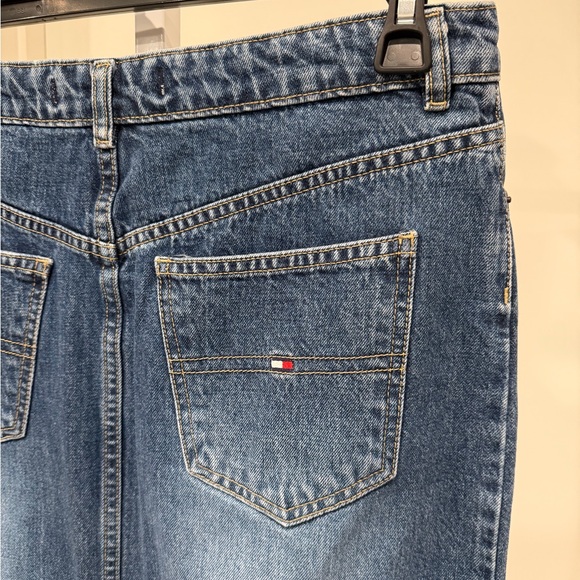 Tommy Hilfiger Vintage Y2K Denim Maxi Skirt Front Slit Exposed Buttons Size 10 - Picture 7 of 11